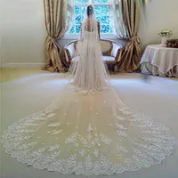 

Luxury Cathedral 3.5M Wedding Veil Lace Pearls beaded bridal veil