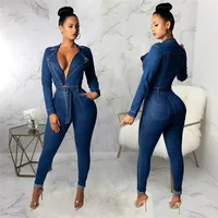 

Lifu High Quality Denim Jumpsuit Women Sexy Bodycon Long Sleeve Jumpsuits Women 2019