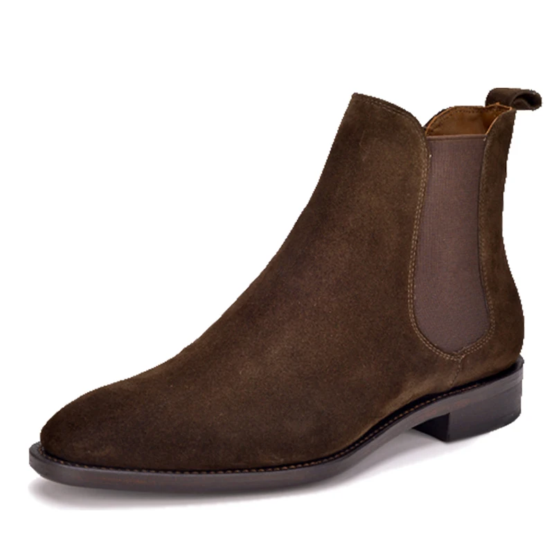 

Luxury brand Bespoke Goodyear Handmade Genuine Leather Men Boots calfskin Chelsea Boots, Brown