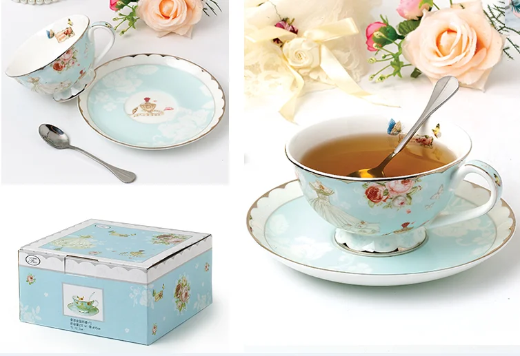 modern tea cup and saucer set best selling pattern coffee cup tea cup and saucer with spoon wedding tea set factory