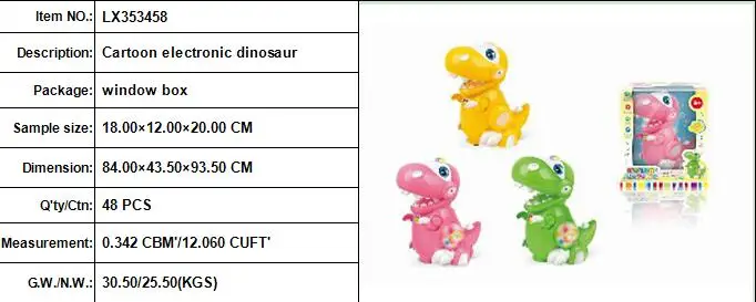 ABS Loveable walking dinosaur plastic toy, moving dinosaur toy with light and music