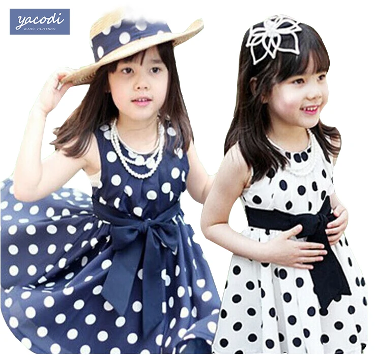 2016 Summer Polka Dot Girls font b Dress b font for 2 7y Baby Girls font