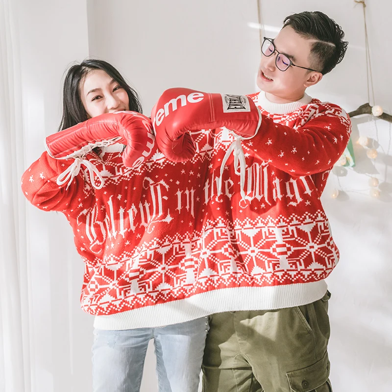 

SDMY Creative design women sleep wear sweater for Christmas home wear recreational sweater for couples, Red, green, blue