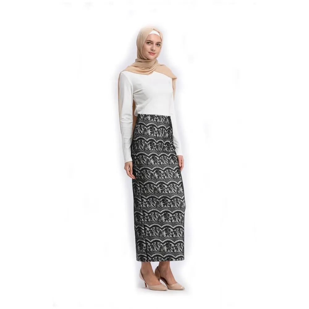 

Fashion composite lace full zipper Wear front and back bust skirt, Black