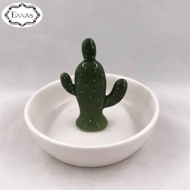 Custom Wholesale Creative Gift Cactus Ceramic Jewelry Tray