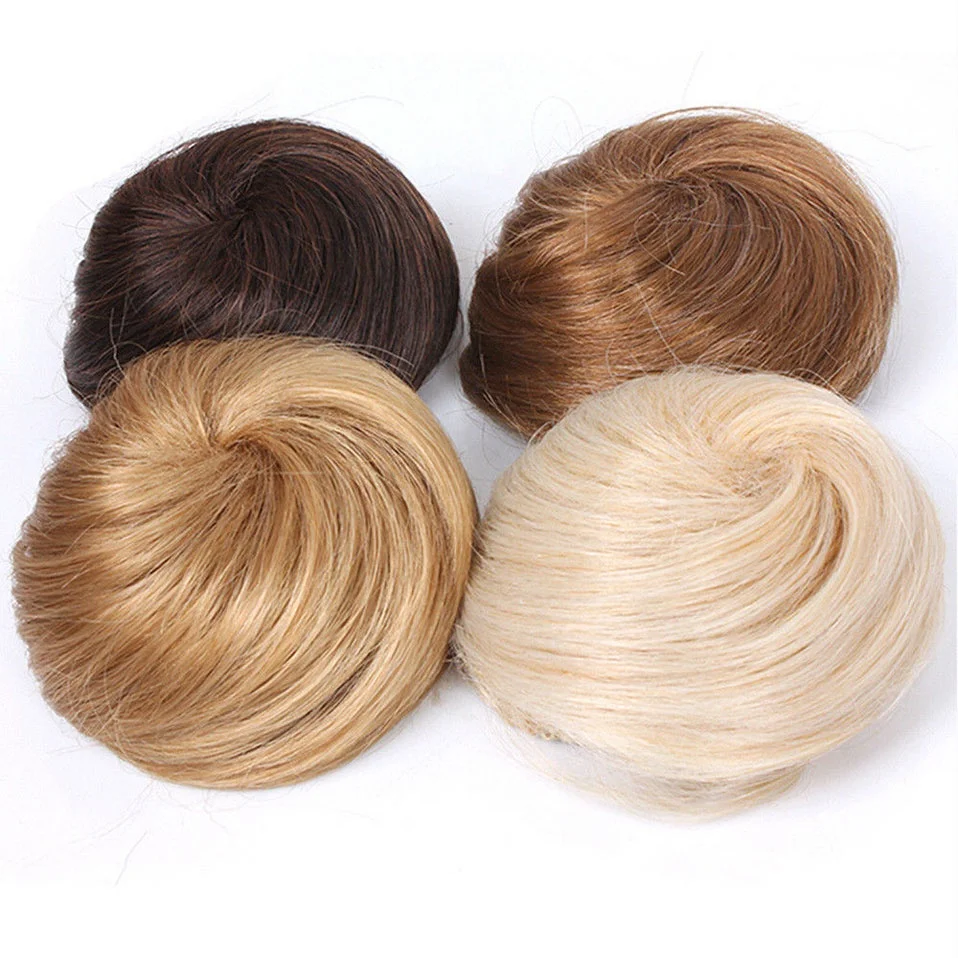 

S-noilite high quality drawstring clip in synthetic hair chignon bun, girls hair scrunchies straight updo ponytail for wedding