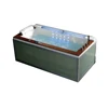acrylic massage bathtub with jets natural wooden panel and glass skirt
