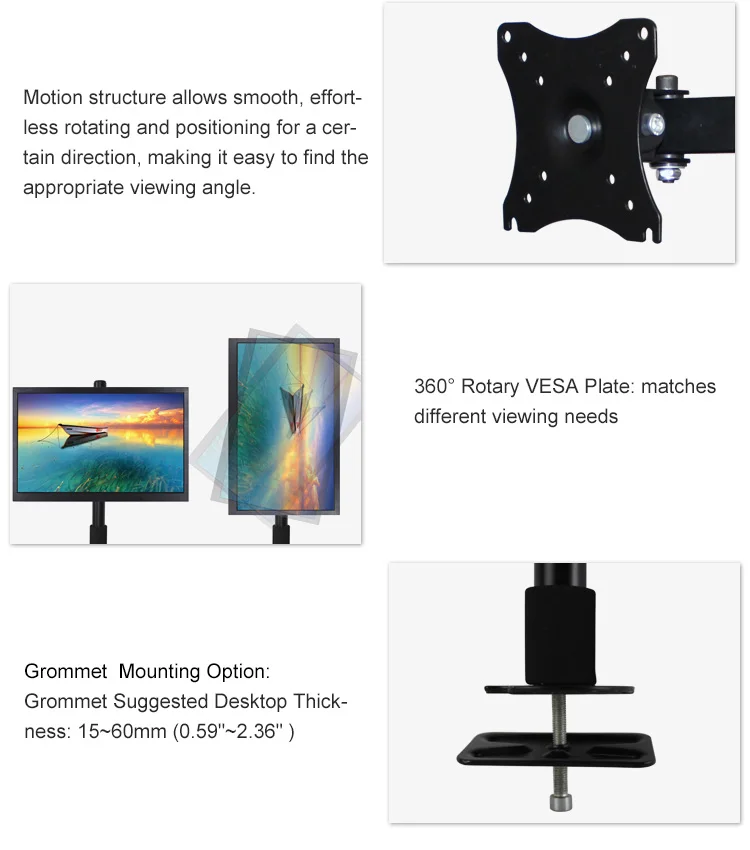 Factory direct sale Monitor Stand Desk Mount Bracket for 14"-27" monitor support other computer accessories
