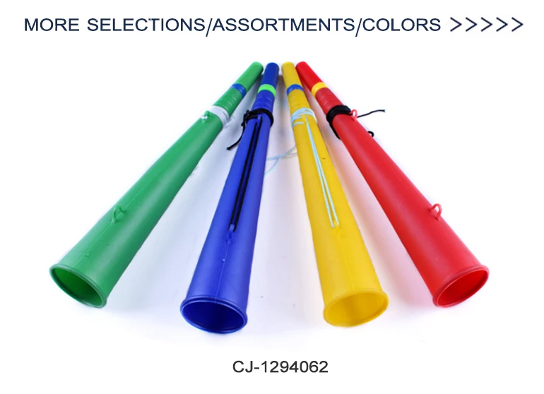 Chengji Accessories Promotional Football Fans Sport Cheer Air Horn Plastic Blow Colorful Cone Football Air Cheering Fan Horn