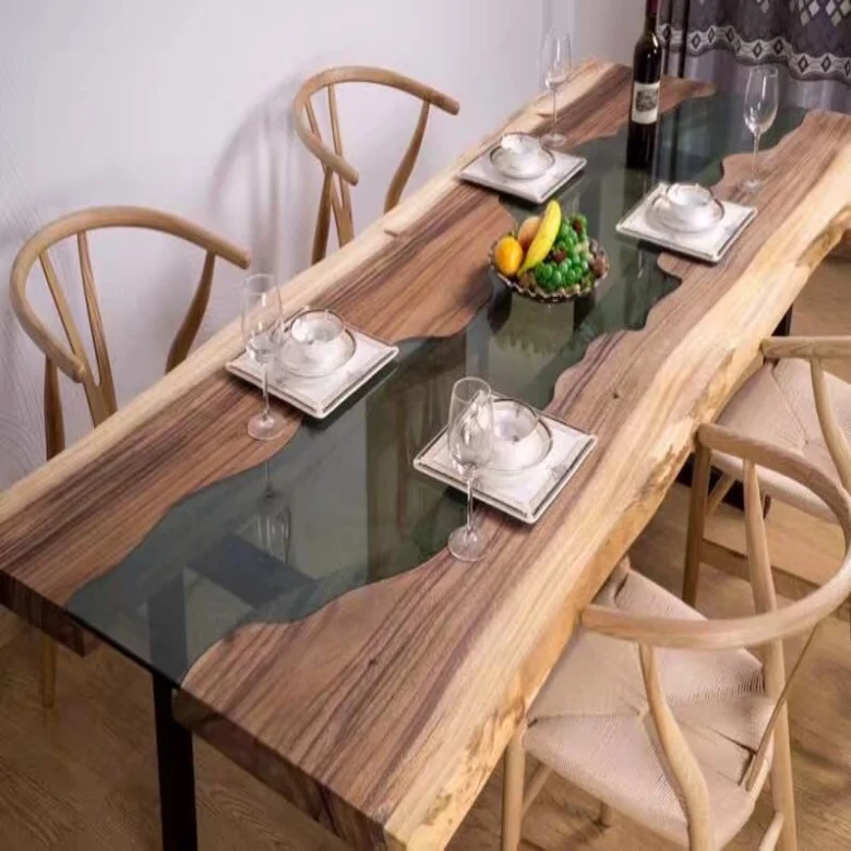 Top Glass Epoxy Resin Wood Table And Coffee Table