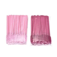 

50pcs Plastic Pink Disposable Mascara Wands Eyelash Extension Makeup Brush