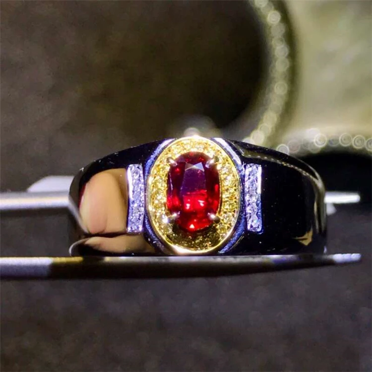 

Sgarit Men Rings 18K Real Gold Jewellery Wholesale 0.5Ct Natural Ruby Gemstone Engagement Ring Man Custom Jewellery