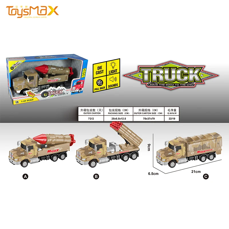 2019 New US 1:46 Scale Popular Pull Back Alloy Military Truck Toys Battery operated Die Cast Model Truck