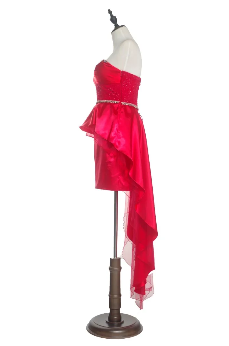 
Hot Sale Tight Graceful High Low Stain Beaded Puffy Long Tight Party Prom Dresses bondage evening dress 