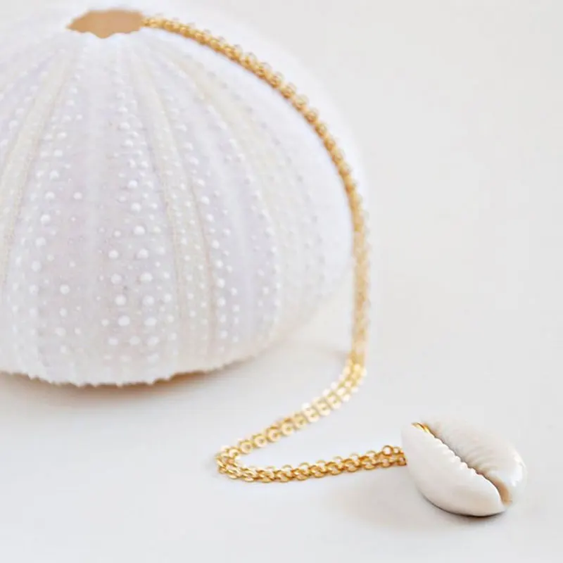 

925 silver 14k gold jewelry Natural shell pendant choker necklace