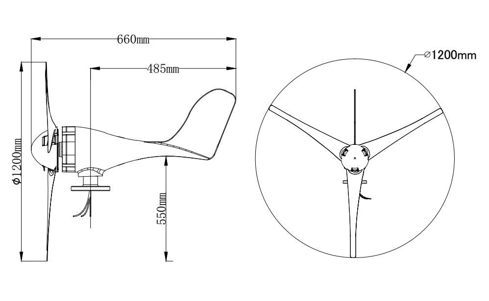 Hot selling mini 12V/24V 200watt magnetic wind power generator for home