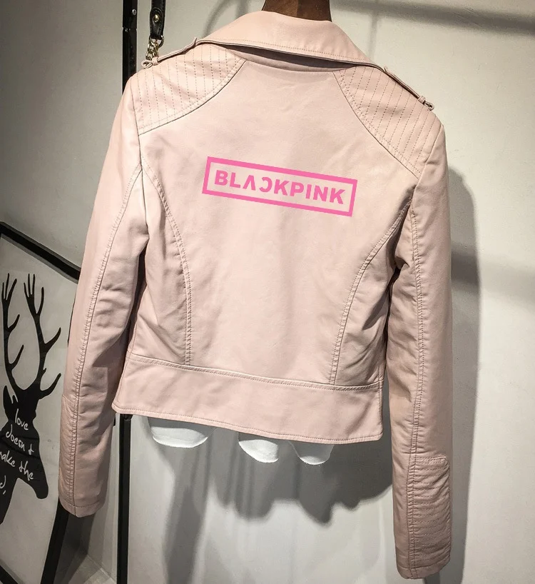 

Blackpink hot sale new cool types custom logo of women leather jacket, Picture