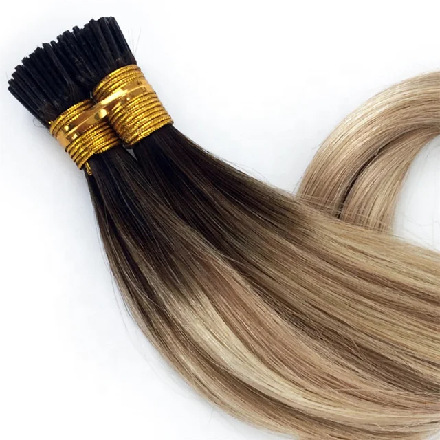 

Best Italian keratin glue 100 virgin remy human hair aliexpress ombre color double drawn I tip hair extension wholesale, Natural color #1b