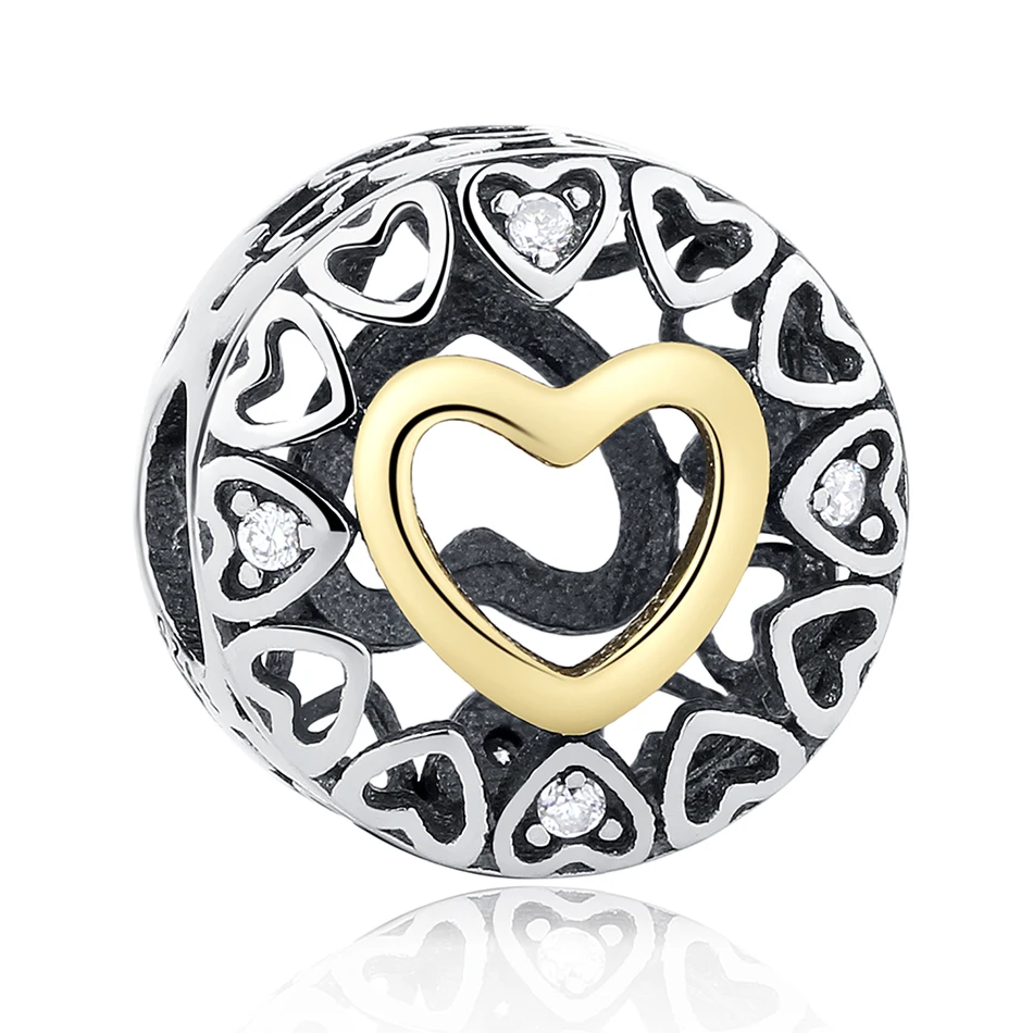 

Genuine 100% 925 Sterling Silver Charm Hollow Heart Charm Beads Fit Original Bracelet DIY Making Jewelry