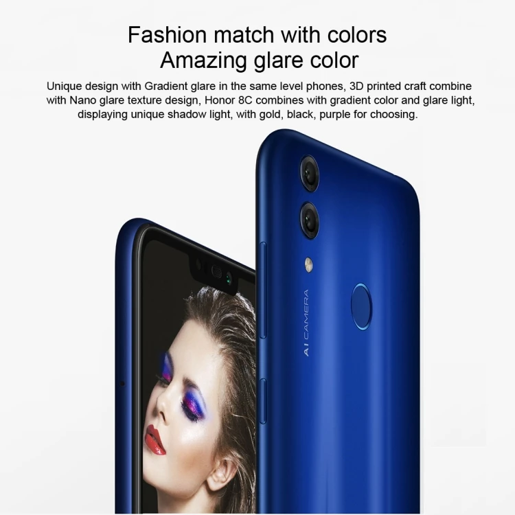 2019 Newest Arrival Smart Phone Huawei Honor 8C, Dual 4G, 4GB+32GB, Dual AI Back Cameras Huawei Android Mobile Phone