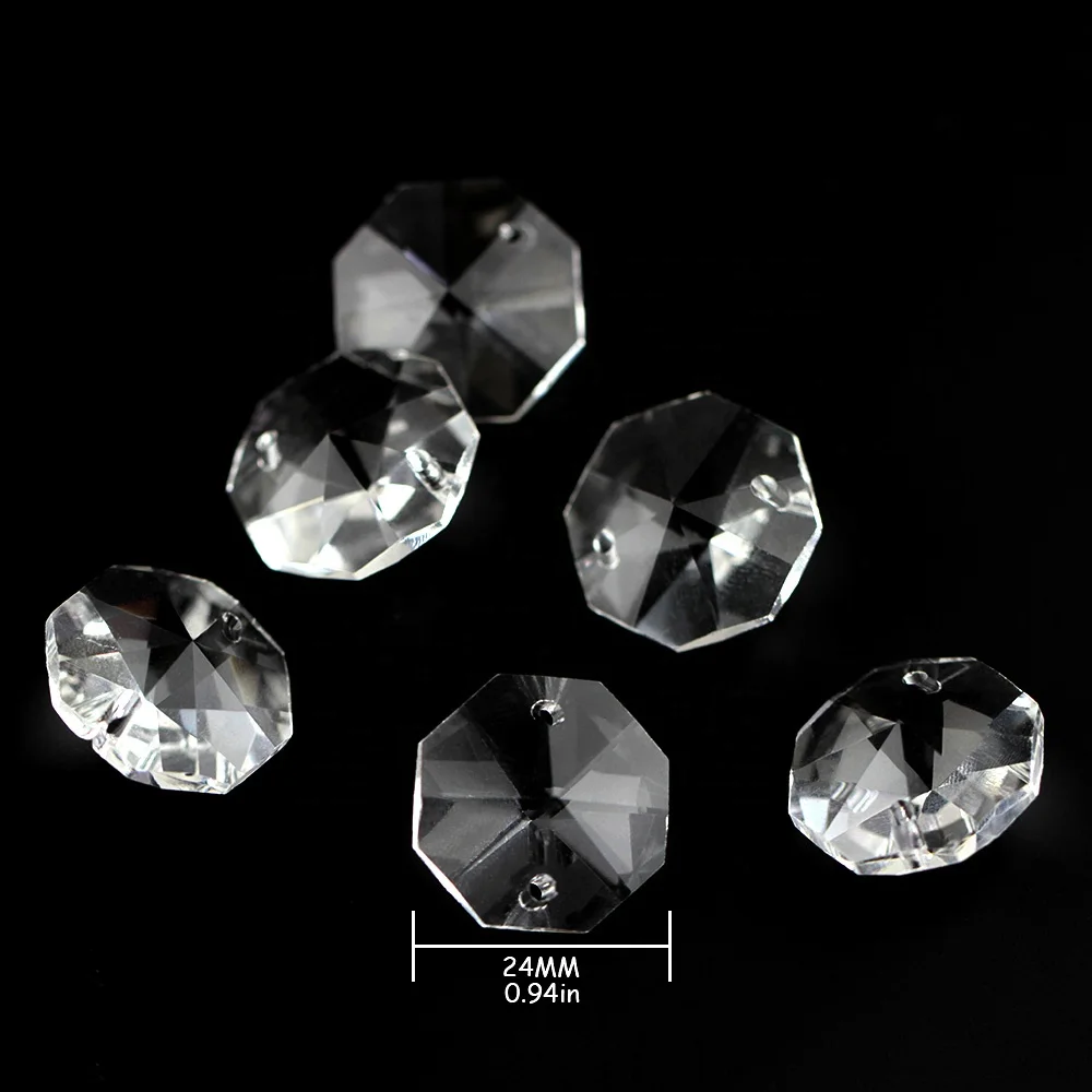 18mm 25 Clear Diamond Cut Octagon Chandelier Crystal Beads