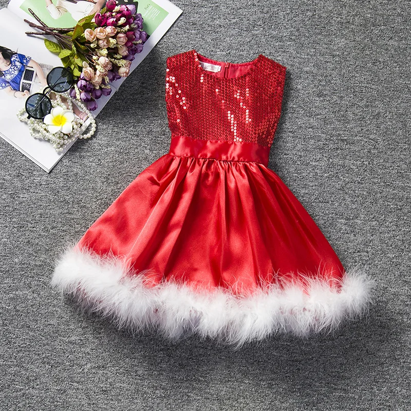 

Hot selling Stylish personality Christmas girl kids dress wholesale, Red