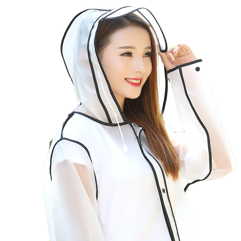 

Promo Fashion Outdoor Waterproof EVA Raincoats with caps Rainwear For Adults, Black,sky blue,green,pink