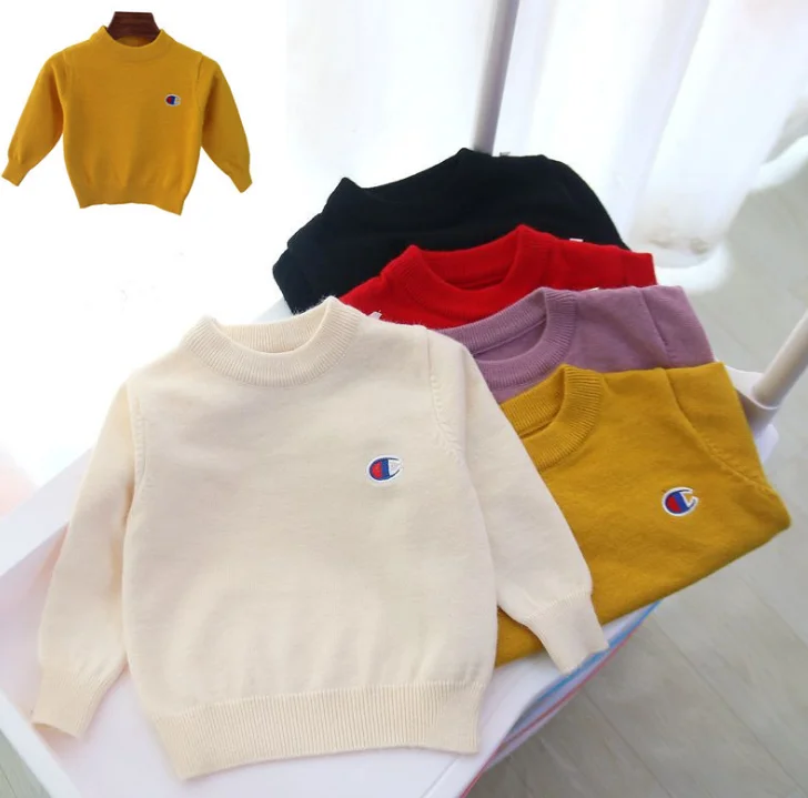

X86706B cheap wholesale korean embroidery kids girl pullover sweater, As picture