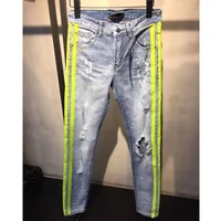

OEM new style boys pants stock dropshipping damaged men paint jeans