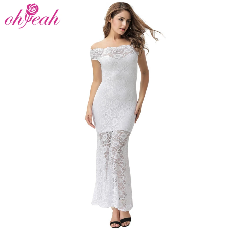 

Plus size white elegant dress lace party dress 6 size Muslim maxi dress