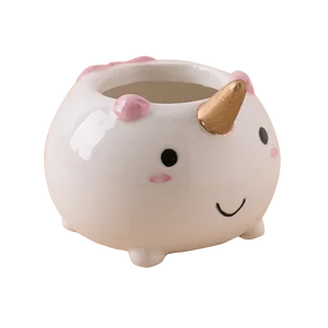 Image of Cartoon Cute Mini Unicorn Shape Ceramic Animal Pot Succulent Planter