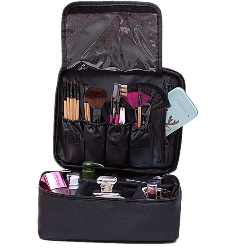 

Hot Sell Black Waterproof Brush Luxury Large Case Makeup Cosmetic Bag, Black, pink