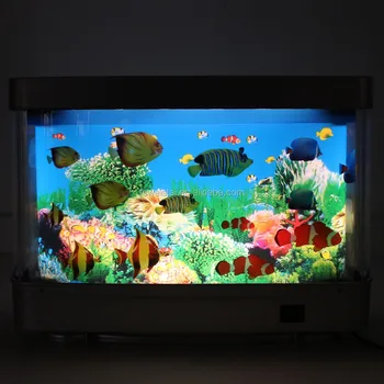 Fake Aquarium Tank Fish Moving Night Light For Kids Room Lamp ...