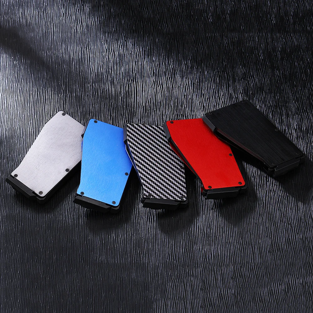 

logo custom Aluminum alloy antimagnetic rfid credit business card holder,multi-function metal wallet money clip, Black