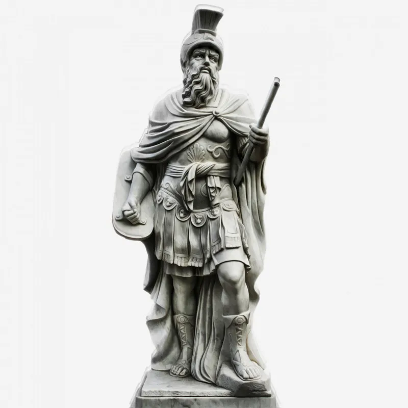 source ancient roman style life size old soldier in armor marble
