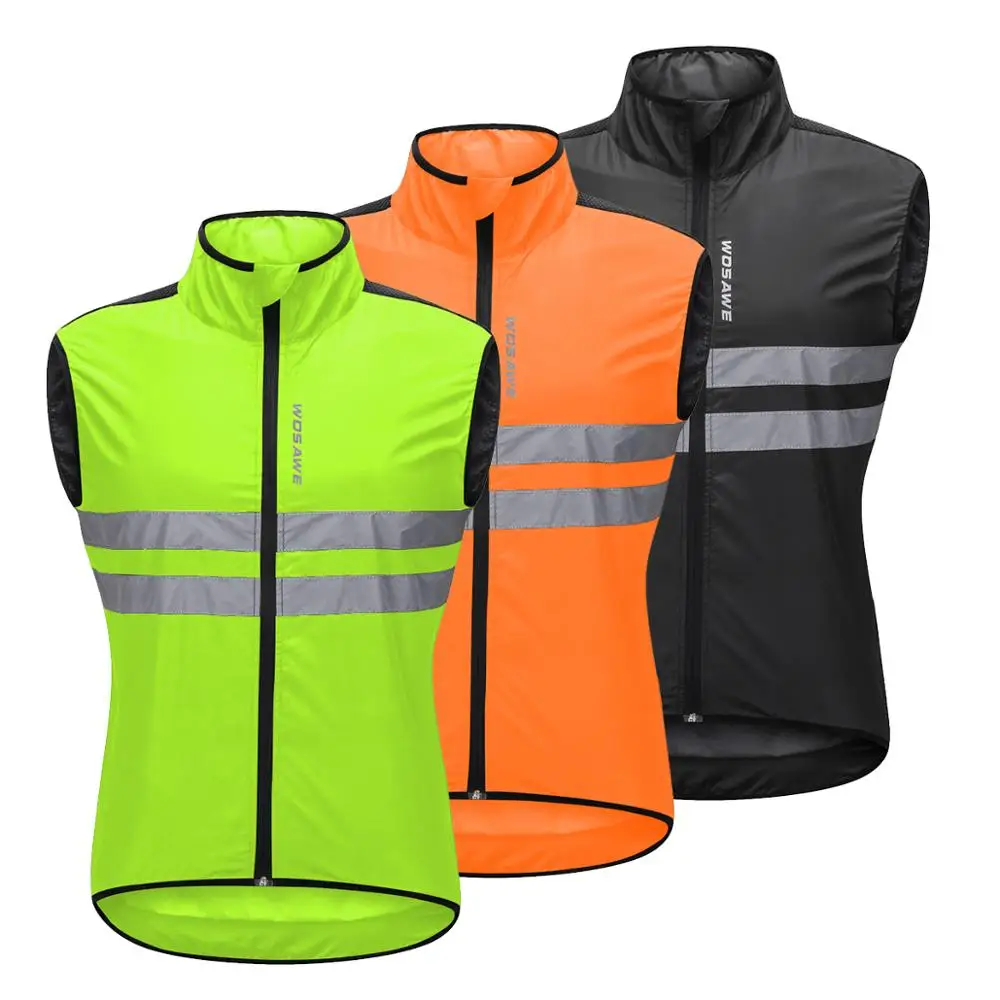 

WOSAWE Cycling Vest Signal Reflective Safety Vest Night Running for Riding Motorcycle Jacket Sportswear Three color / Size M-3XL, Black,orange,green