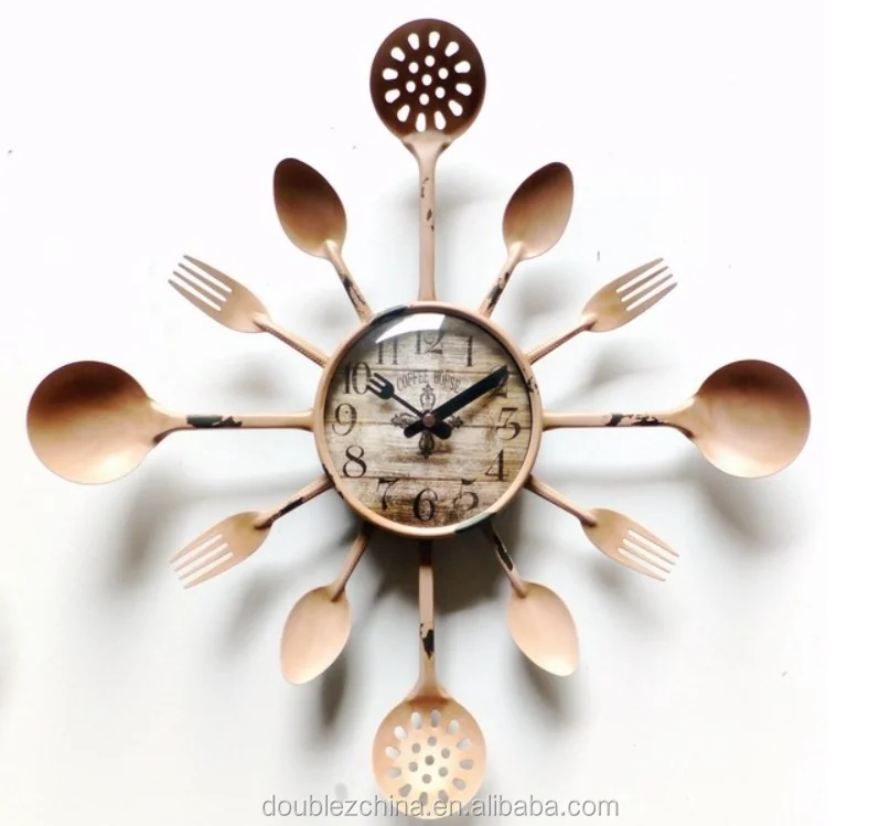 Kitchen Cutlery Wall Clock With Forks And Spoons For Home Decor