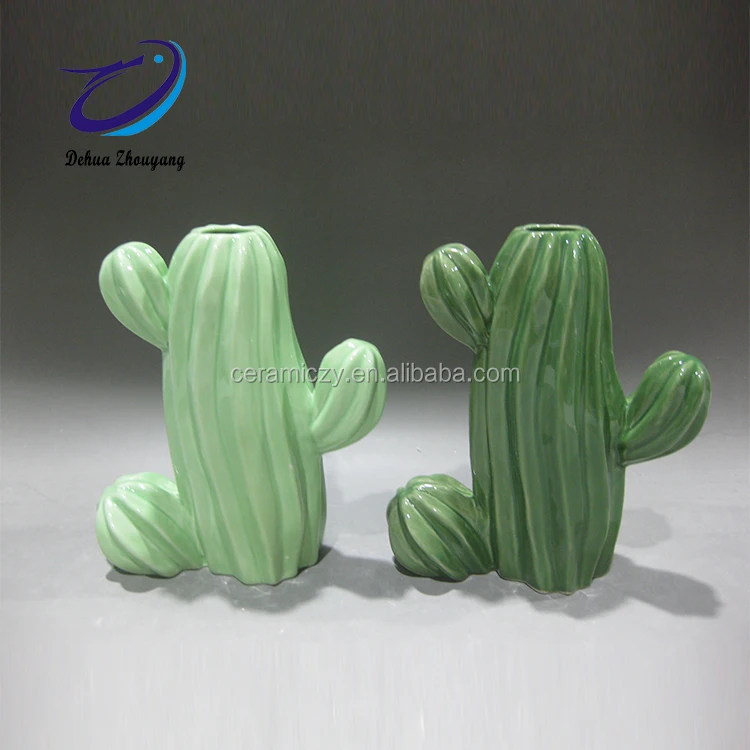 Hot Sale Green Cactus Shaped Ceramic Flower Vase Buy Flower