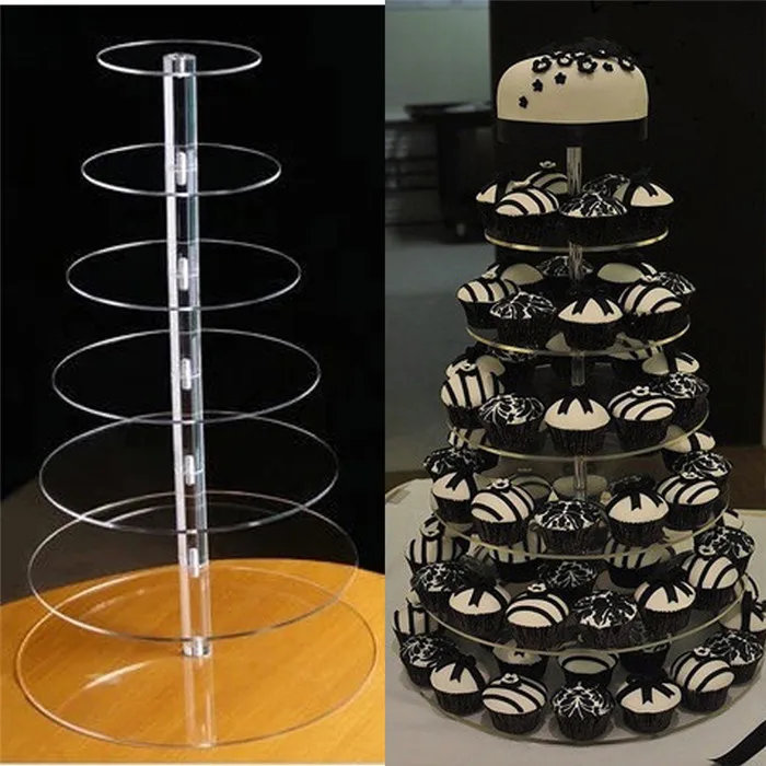 Custom 7 Tier Crystal Lucite Round Cupcake Bracket Clear Plexiglass