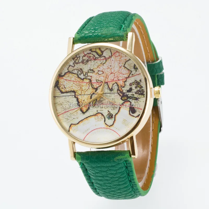 New Design Mini World Map Wrist Watch Men Women Gift Watches Hours