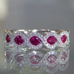 Caoshi European Hot Sale Ruby Ring &Emerald Ring With Zircon For Women 925 Silver Ruby Ring