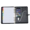 Shenzhen Manufacturers pu leather cover A5 organizer agenda binder with power bank and usb flash drive