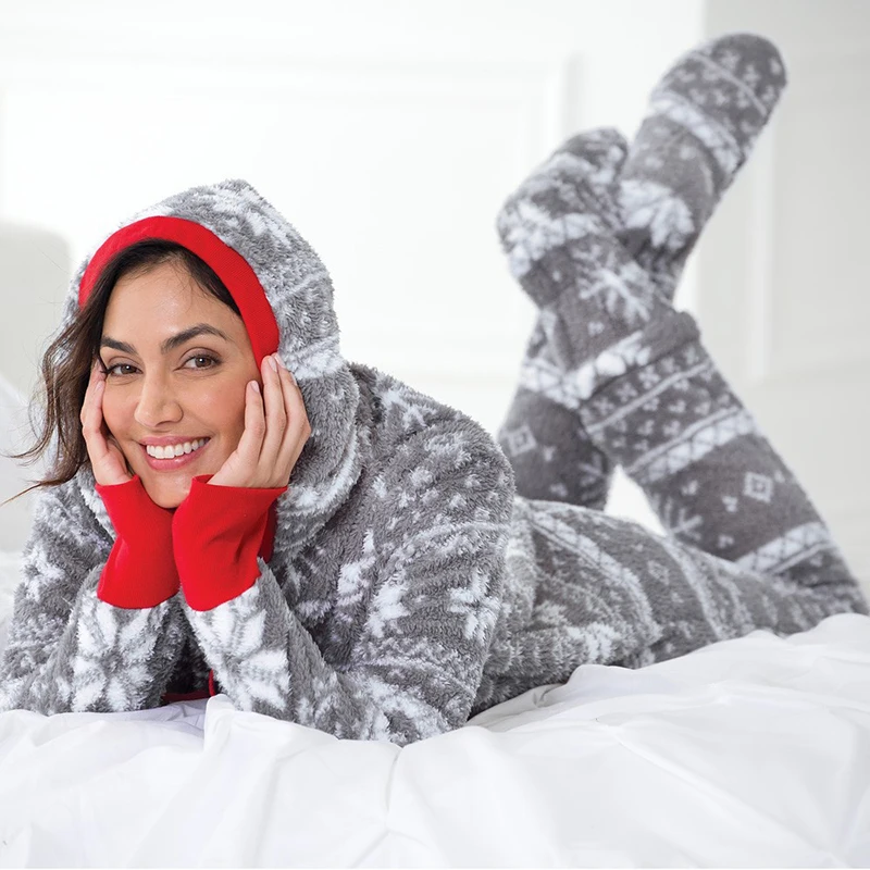 Pyjama Voor Vrouwen Polyester Fleece Winter Kerst onesie