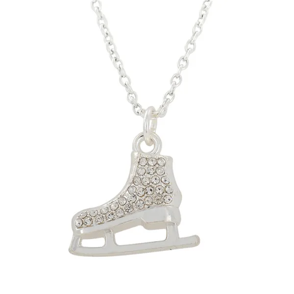 

Silver Tone Crystal Ice Skate Pendant Necklace, Roller Skating Necklace For Teens Girls