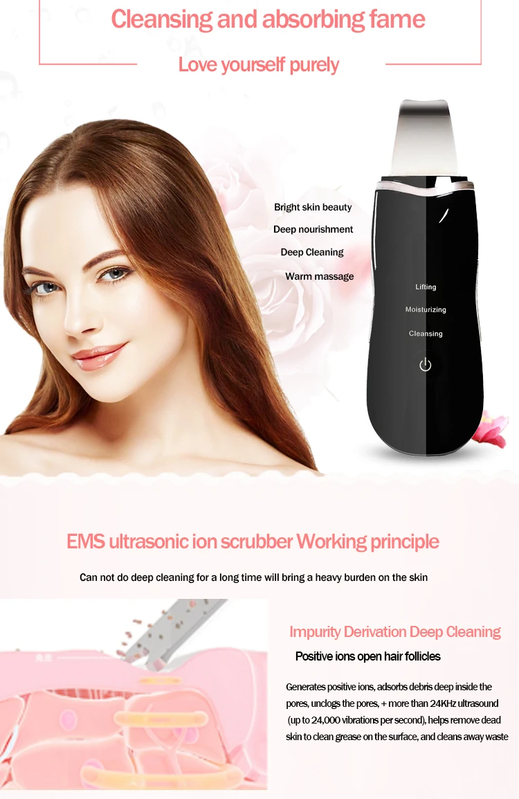 Beauty Personal Care Ultrasonic Vibration Facial Pores Skin face Clean the Scrubber blackhead removal