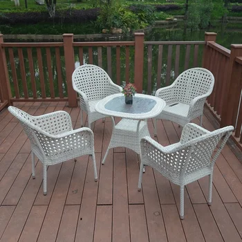 Outdoor Rattan Wicker Patio Furniture 4 Seater Garden Dining Table