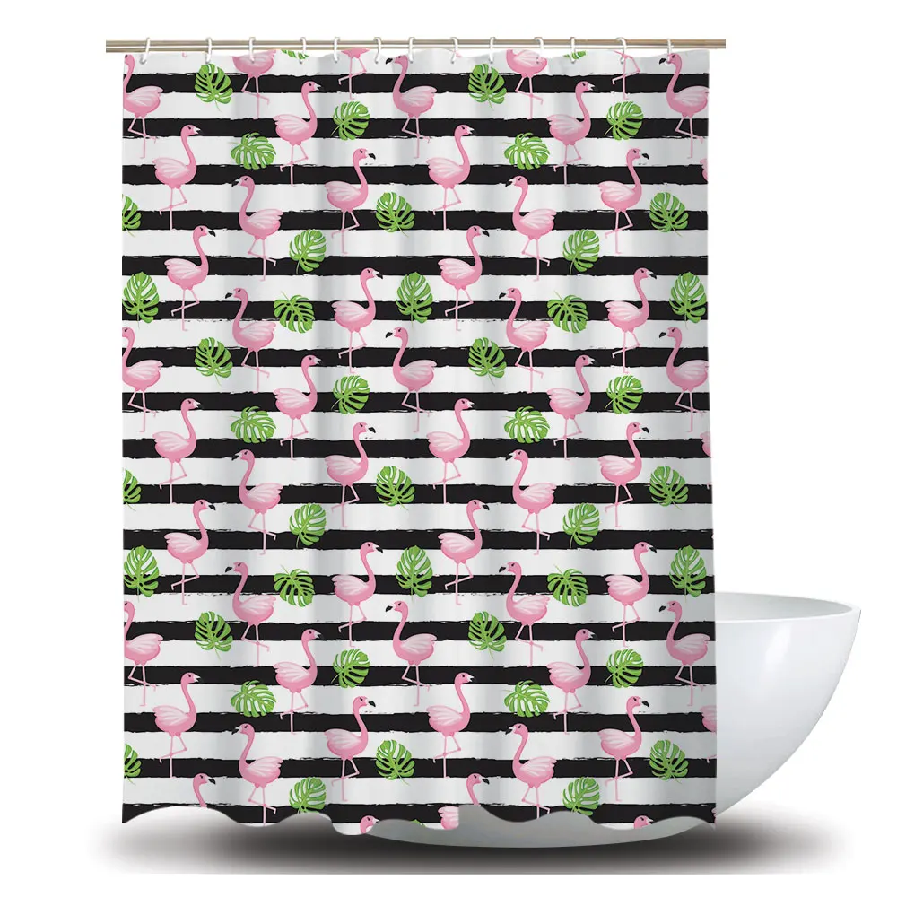 

Polyester Digital Printing Flamingo Shower Bath Curtains in the Bathroom/Shower Curtain, Customized color