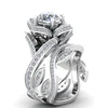 Hot style high quality lady rose zircon copper plated silver flower pair ring