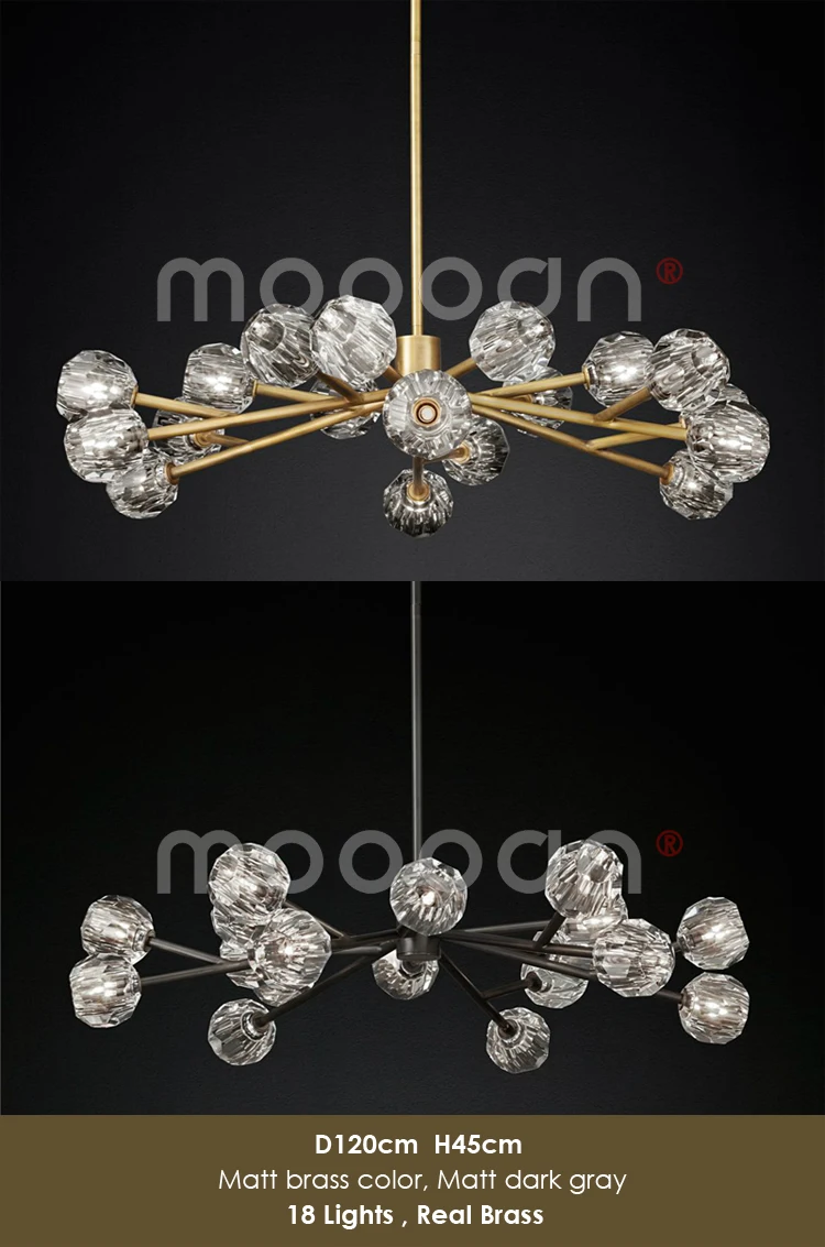 Modern Brass branch big and Luxury G9 LED ball crystal Chandelier pendant light