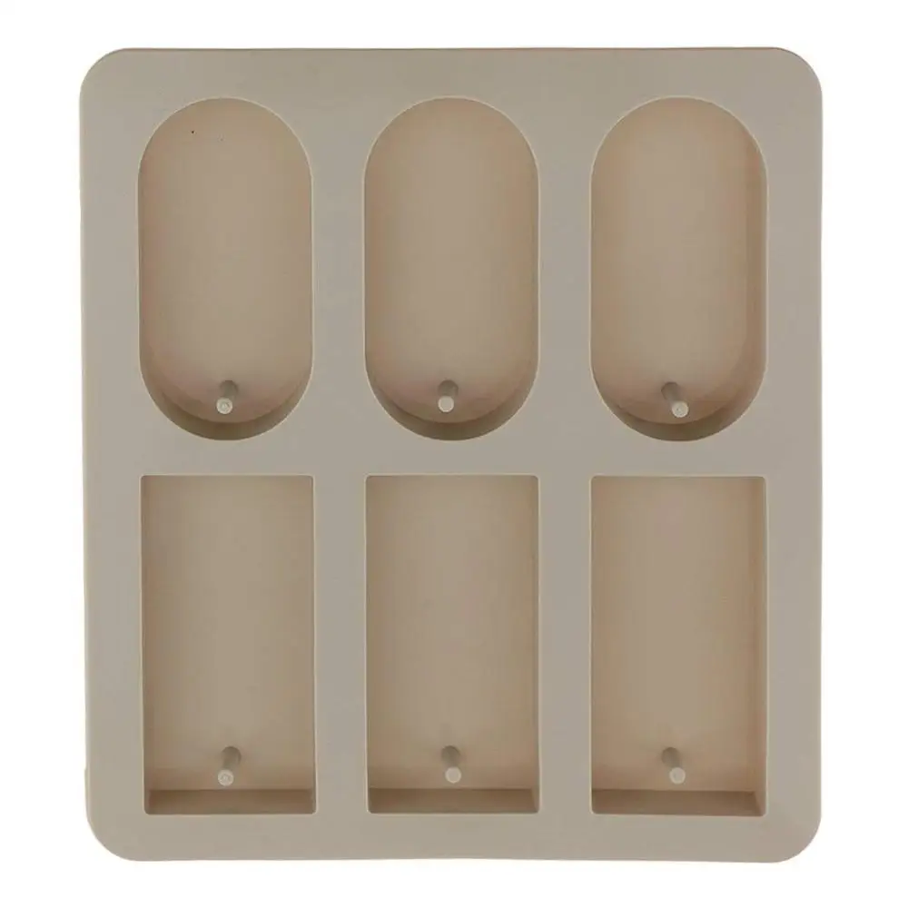 

6 Cavity rectangle and oval Shaped aromatherapy Silicone Dried Flowers wax tablet Mold for Wax Candle Soap Tools, Random